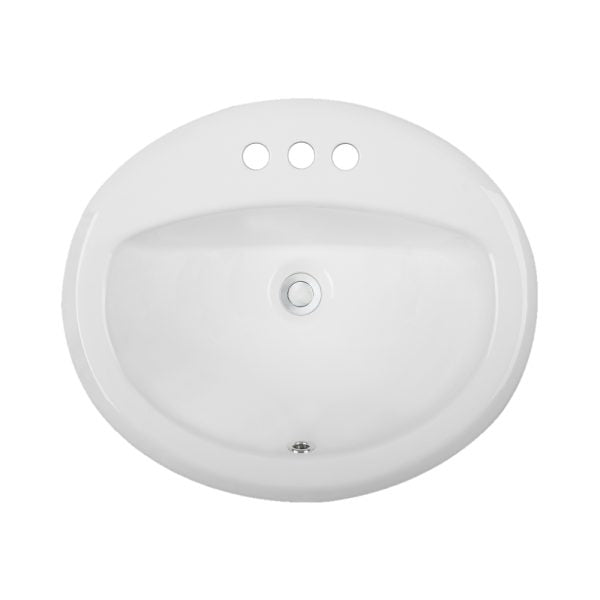 Oakland 20″ x 17″ Oval Drop-In Top Mount Ceramic Bathroom Sink with Overflow Drain – Model #LVT2017W