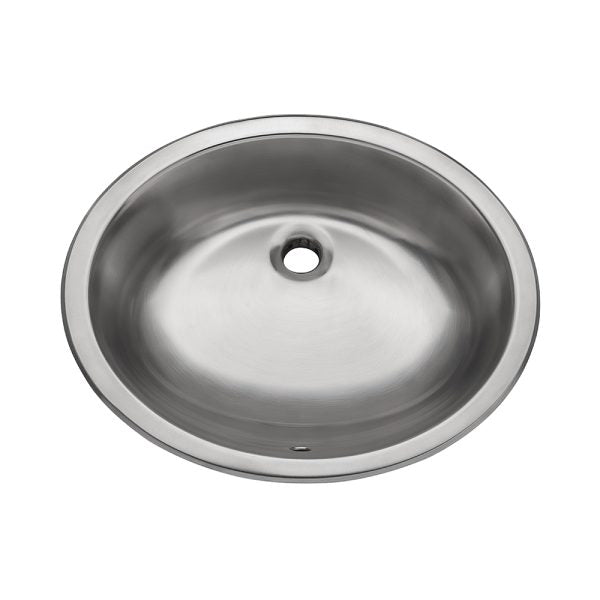 Oakland 17″ x 14″ Stainless Oval Undermount Stainless Steel Bathroom Sink with Overflow Drain – Model #LVU1714SS