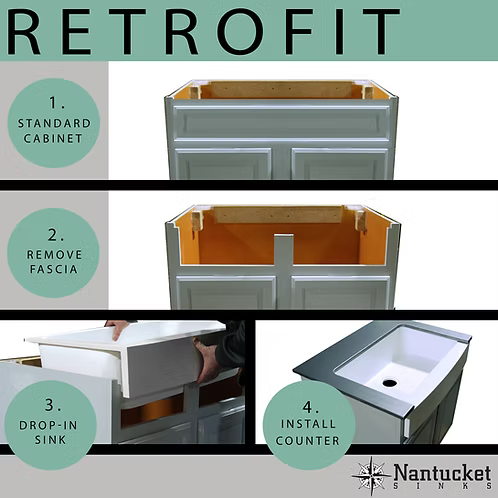 Nantucket Sinks Retrofit Glacier Stone Single Bowl Apron Front Kitchen Sink Model# NS-GSEZA32S