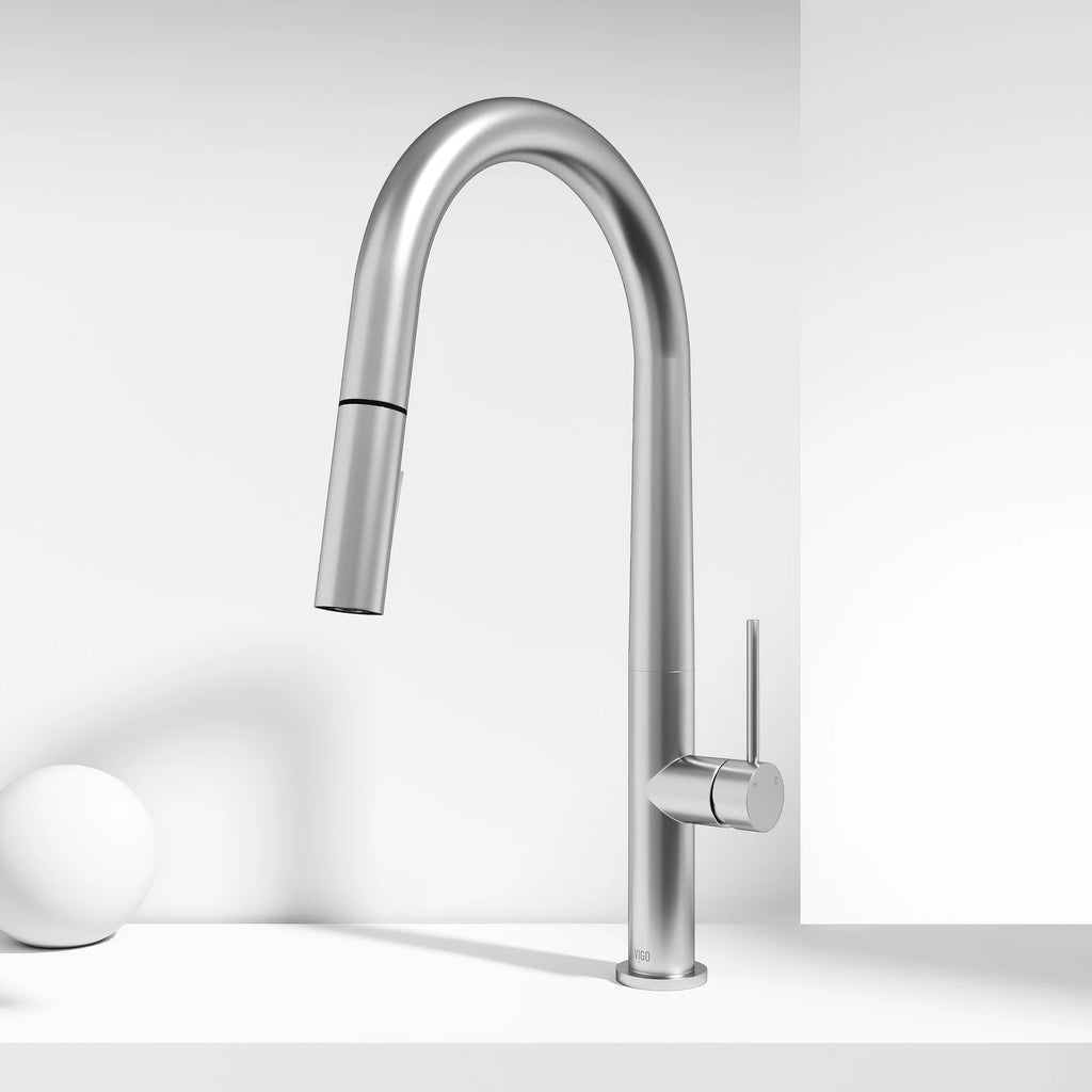 VIGO - Greenwich 18 in. Single Handle Pull-Down Kitchen Faucet In Stainless Steel Finish Model# VG02029ST