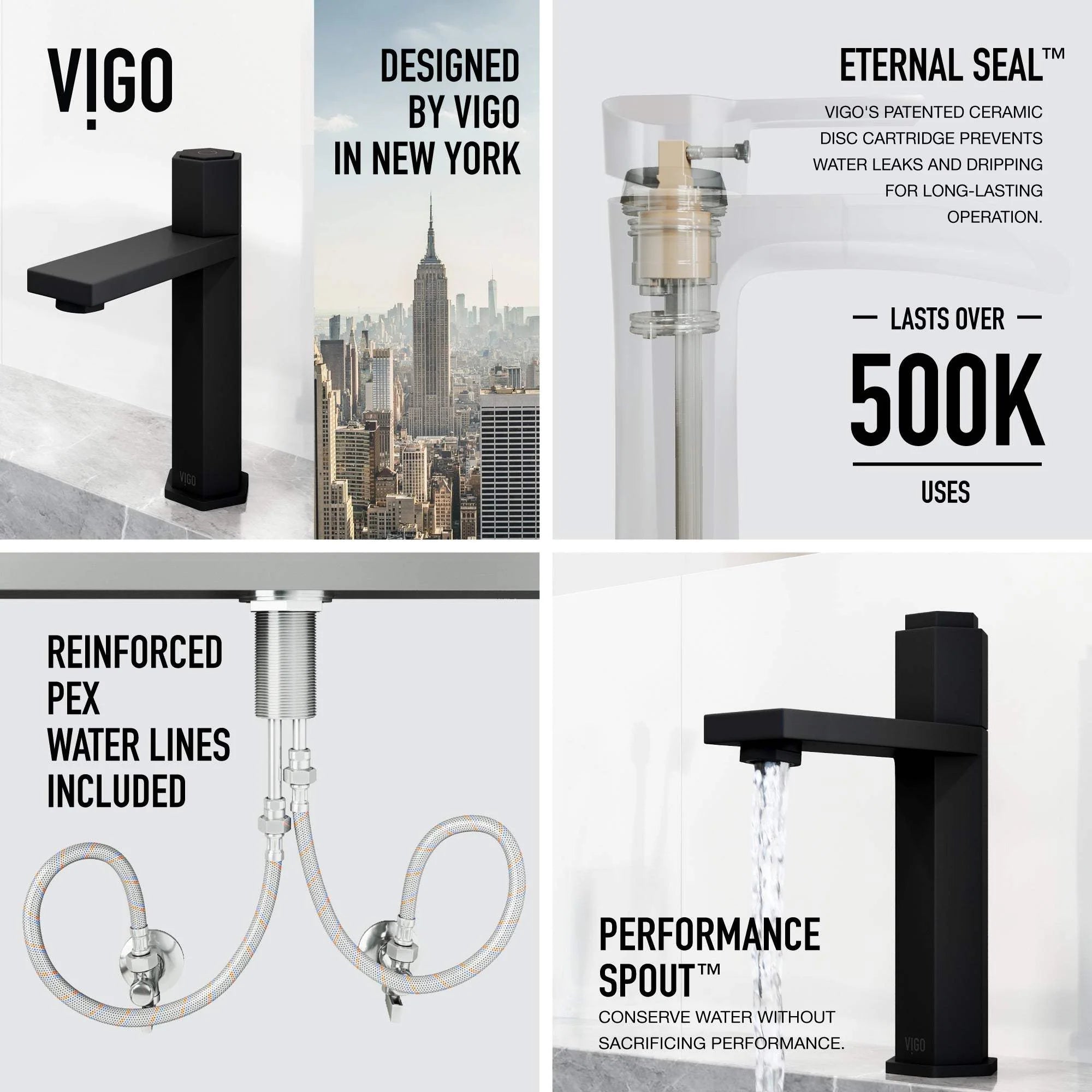 VIGO - Hart Nova Single Hole Bathroom Faucet In Matte Black Model# VG01053MB
