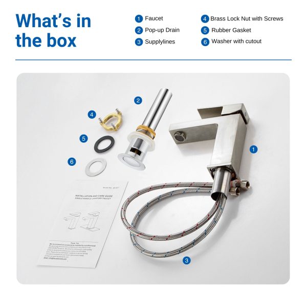 Oakland Single Handle 1 Hole Bathroom Sink Faucet with Pop Up Drain Model# KSB1112C