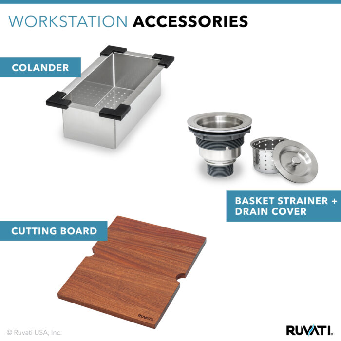 Vino Ruvati 15" x 20" Workstation Drop-in Topmount Bar Prep RV Sink 16 Gauge Stainless Steel – RVH8210