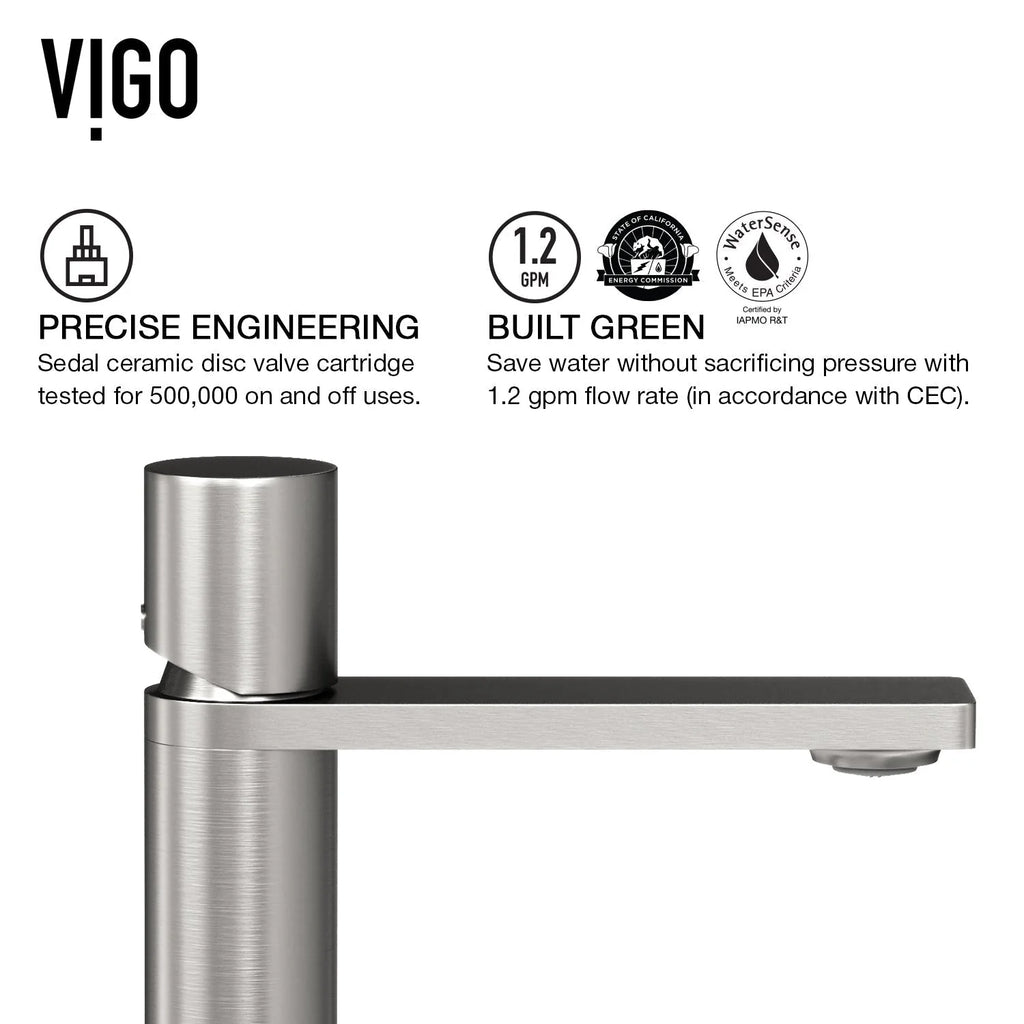 VIGO - Elan Single Hole Bathroom Faucet In Brushed Nickel Model# VG01045BN