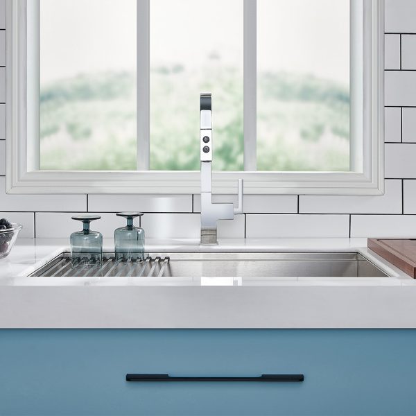 Oakland 32″ Workstation Under Mount Kitchen Sink 90 Degree Zero Radius in Stainless Steel Color Model# WSH321910SS