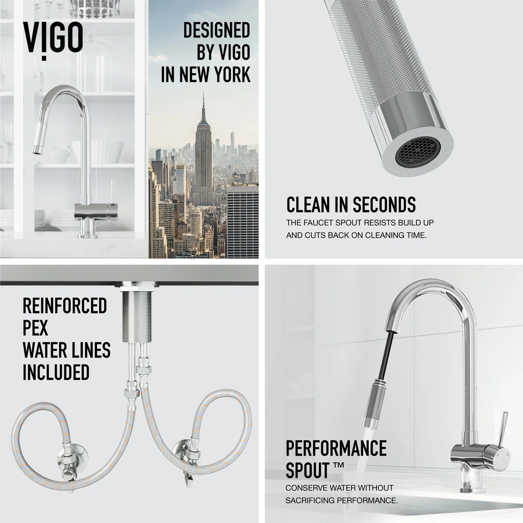 VIGO - Gramercy 17" Single Handle Smart Pull-Down Kitchen Touchless Faucet In Chrome Model# VG02008CHS