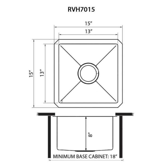 Terraza Ruvati 15" Matte Gold Stainless Steel Undermount Bar Prep 16 Gauge Kitchen Sink – Model# RVH7015GG