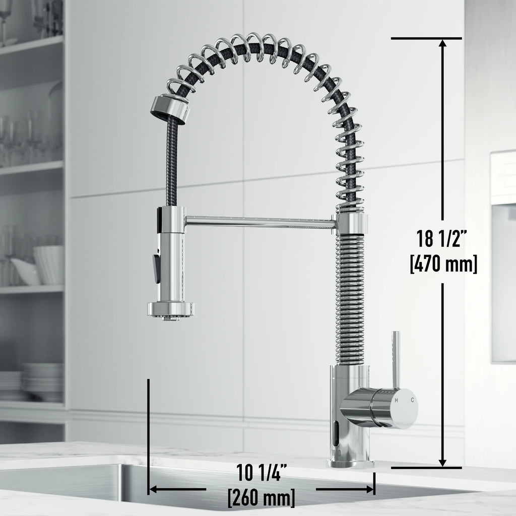 VIGO - Edison 19" Single Handle Smart Pull-Down Touchless Kitchen Faucet With Spring In Chrome Finish Model# VG02001CHS