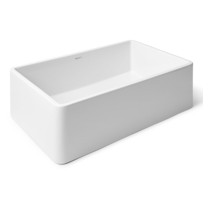 Fiamma Ruvati 33" x 20" Fireclay Reversible Farmhouse Apron-Front Kitchen Sink Single Bowl – White – Model# RVL2300WH