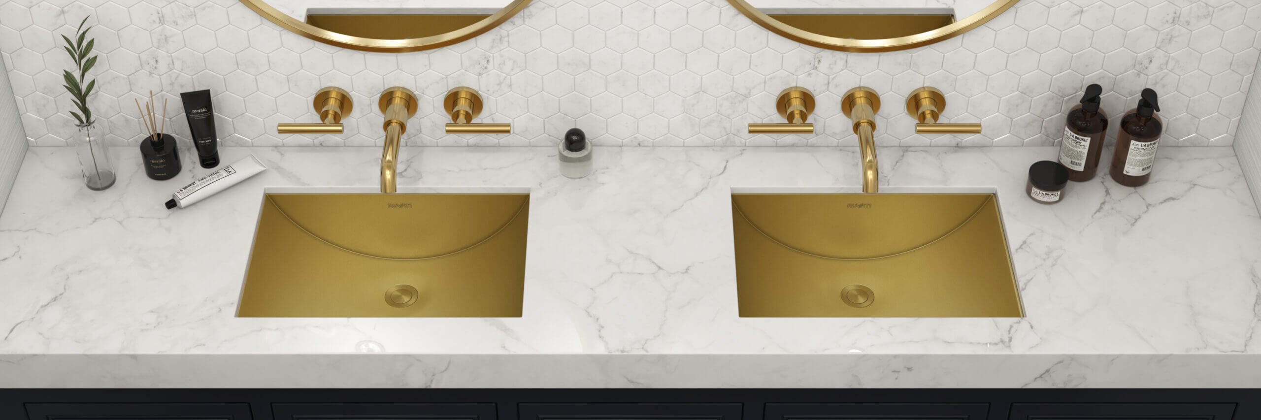 Ariaso Ruvati 18" x 12" Brushed Gold Rectangular Bathroom Sink Undermount – Model# RVH6110GG