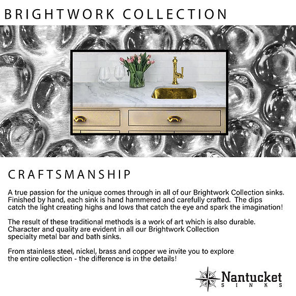 Nantucket Sink Hammered Brass Square Undermount Bar Sink Model# SQRB-7