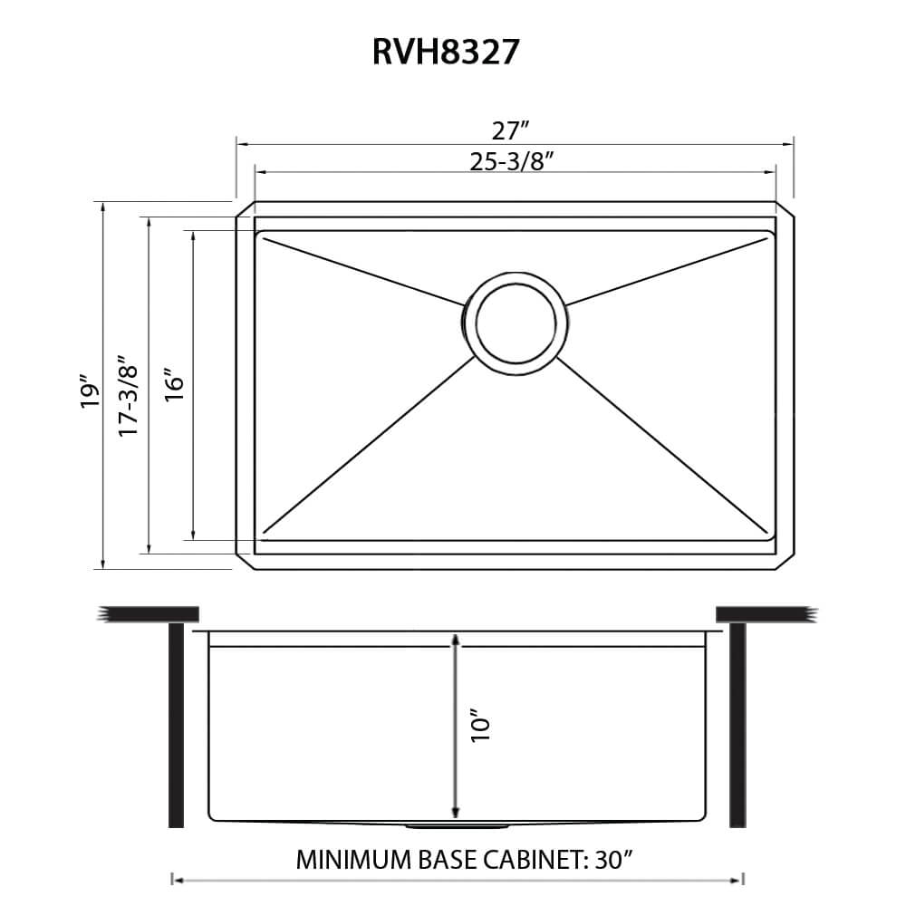 Roma Pro Ruvati 27-inch Workstation Rounded Corners Undermount Ledge Kitchen Sink with Accessories – Model # RVH8327
