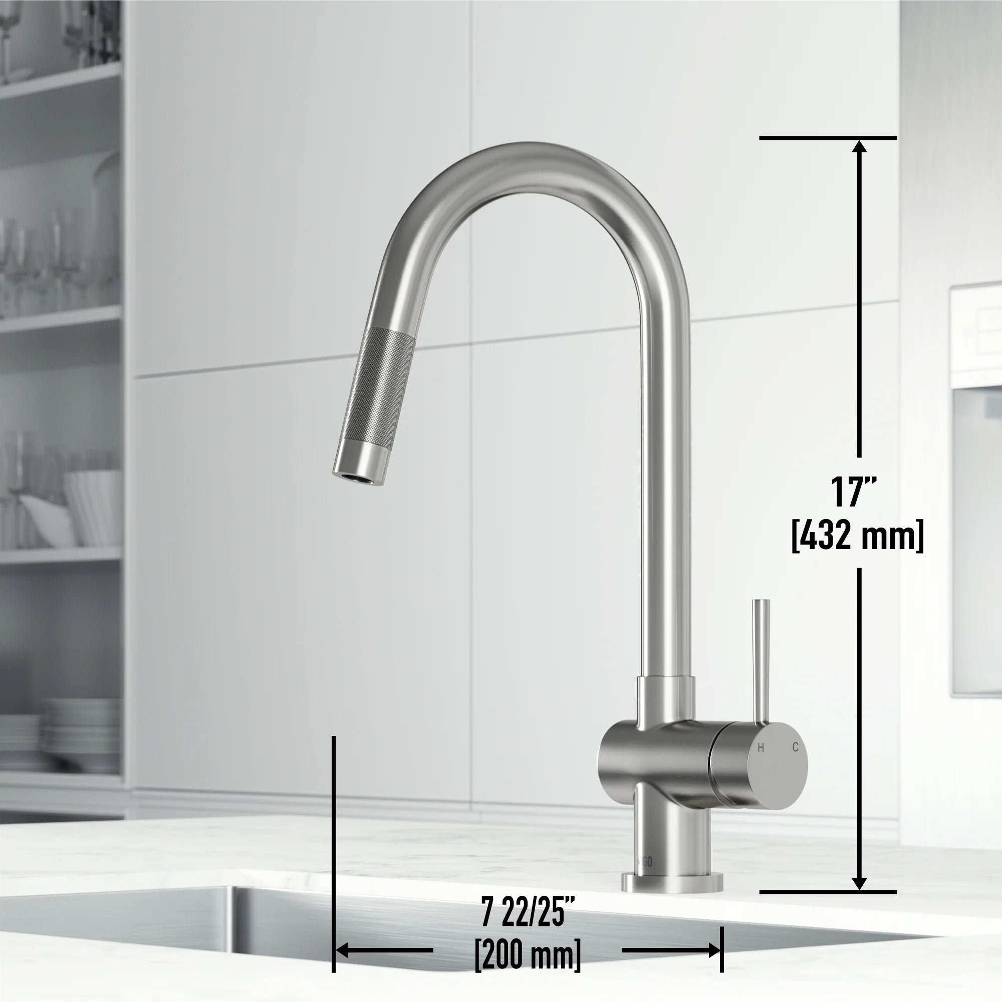 VIGO - Gramercy 17" Single Handle Smart Pull-Down Kitchen Touchless Faucet In Stainless Steel Model# VG02008STS