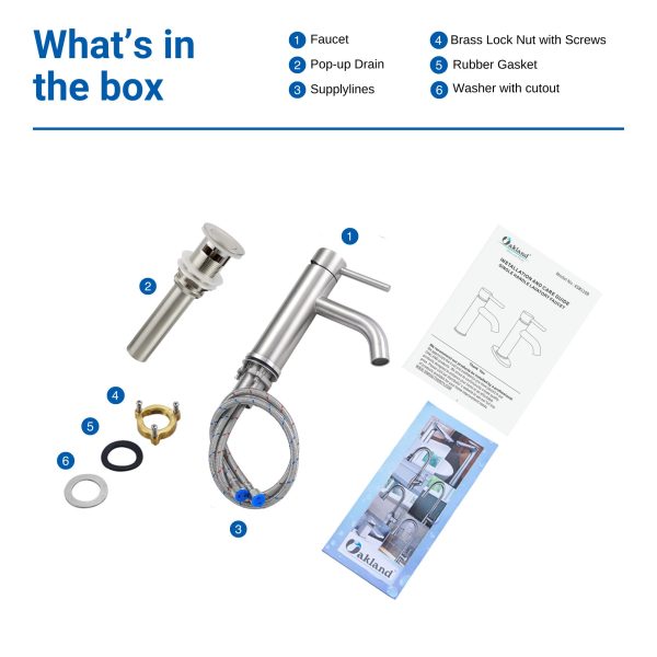 Oakland Single Handle Bathroom Sink Faucet with Pop Up Drain In Brushed Nickel Model# KSB1109BN