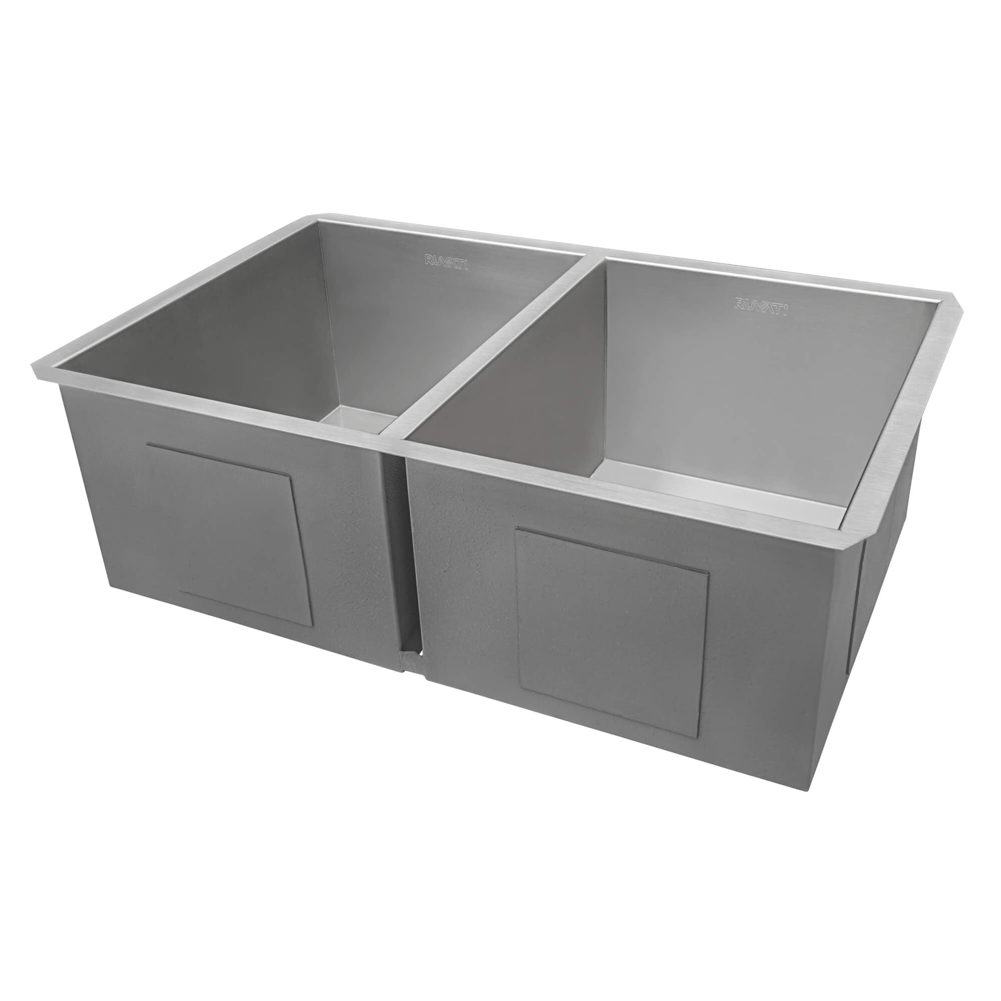 Nesta Model: RVH7350 Ruvati 30-inch Undermount 50/50 Double Bowl Zero Radius 16 Gauge Stainless Steel Kitchen Sink – Model# RVH7350