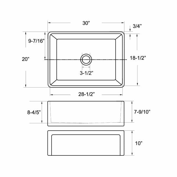 Oakland 30"X20"' Single Bowl Porcelain Apron Farm Sink in White Model # KPF3020W-CB