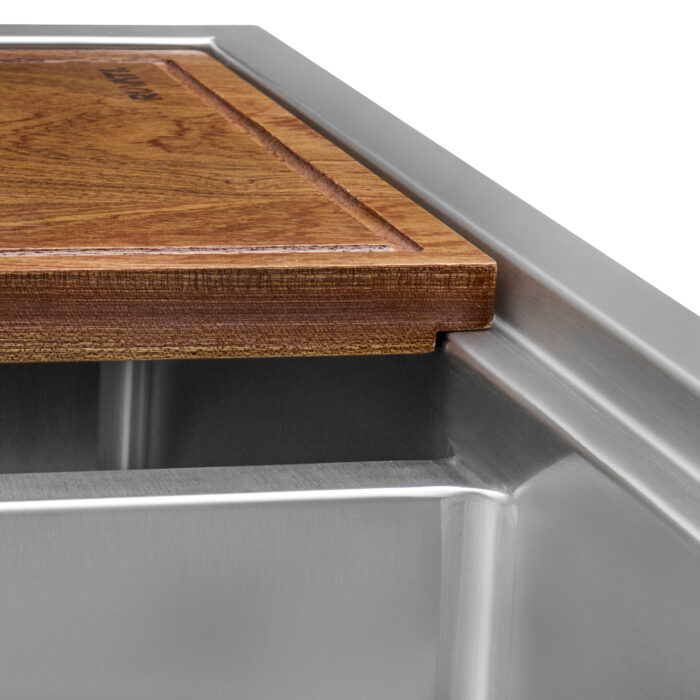 Siena Ruvati 33" x 22" Workstation Drop-in 60/40 Double Bowl Topmount Rounded Corners 16 Gauge Stainless Steel Ledge Kitchen Sink – Model # RVH8035