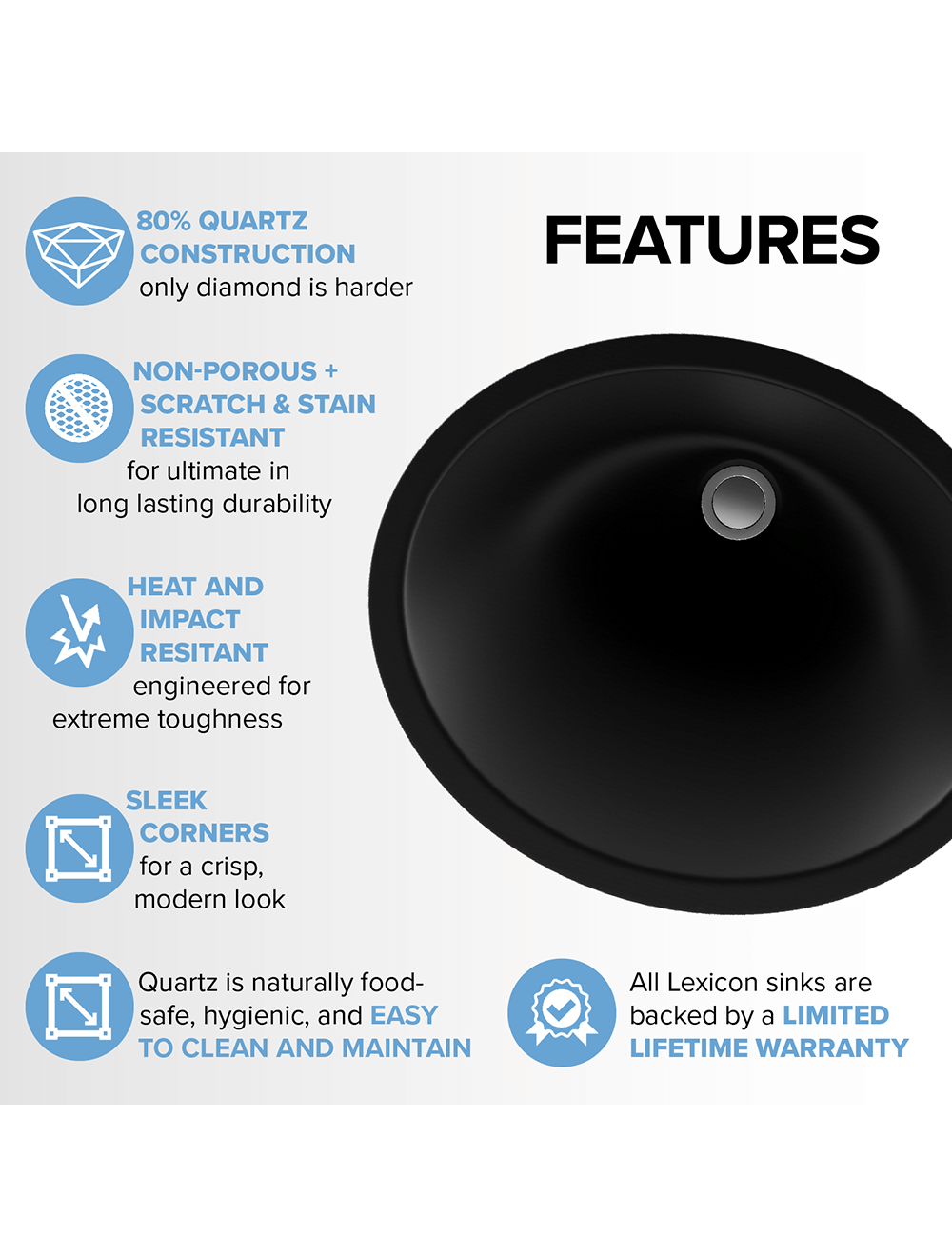 Lexicon Platinum V210 Quartz Composite Oval Vanity Sink Model# V210