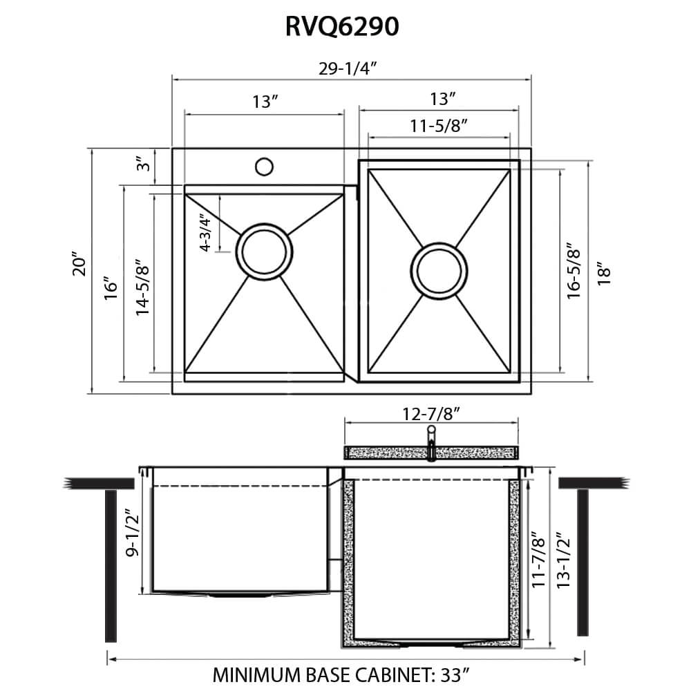 Merino Model: RVQ6290 Ruvati Insulated Ice Chest and Outdoor Sink 29 x 20 inch BBQ Workstation Topmount T-316 Stainless Steel – RVQ6290