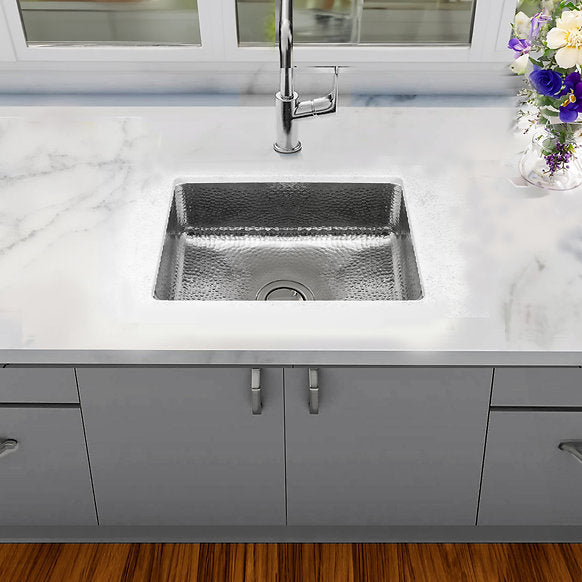 Nantucket Sinks - 20" Hand-Hammered Stainless Steel Dual Mount Bar/Prep Sink Model# RES2014