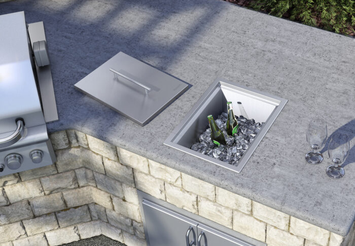 Merino Model: RVQ6215 Ruvati Insulated Ice Chest Sink 15" x 20" Outdoor BBQ Marine Grade T-316 Top Mount Stainless Steel – Model# RVQ6215