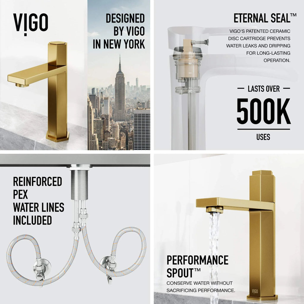 VIGO - Hart Nova Single Hole Bathroom Faucet In Matte Brushed Gold Model# VG01053MG