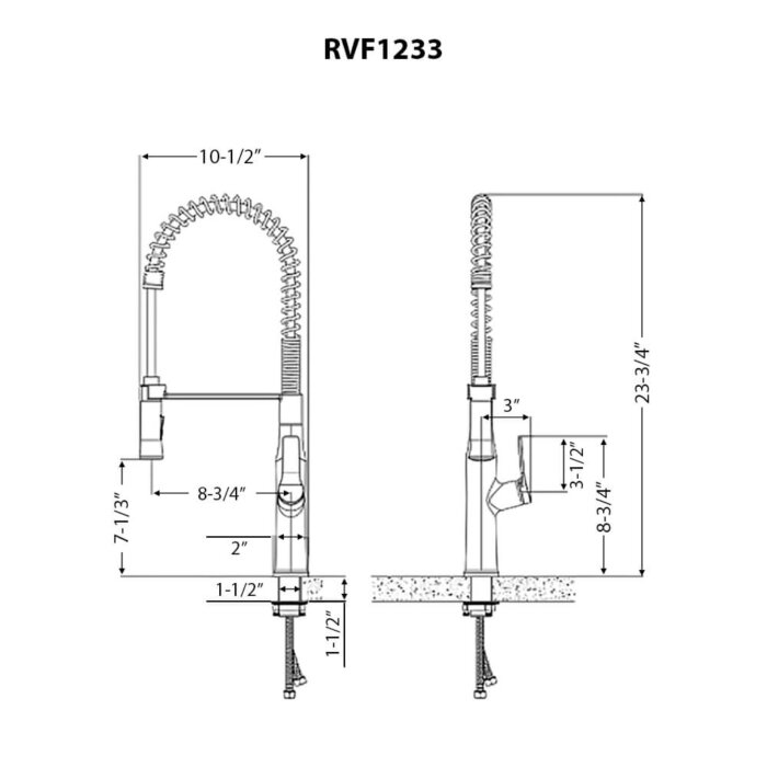 Seneca Model: RVF1233SG Ruvati Seneca Brushed Gold Single Handle Pull Down Kitchen Faucet Tall High Arc Commercial with Pre-Rinse Sprayer – RVF1233SG