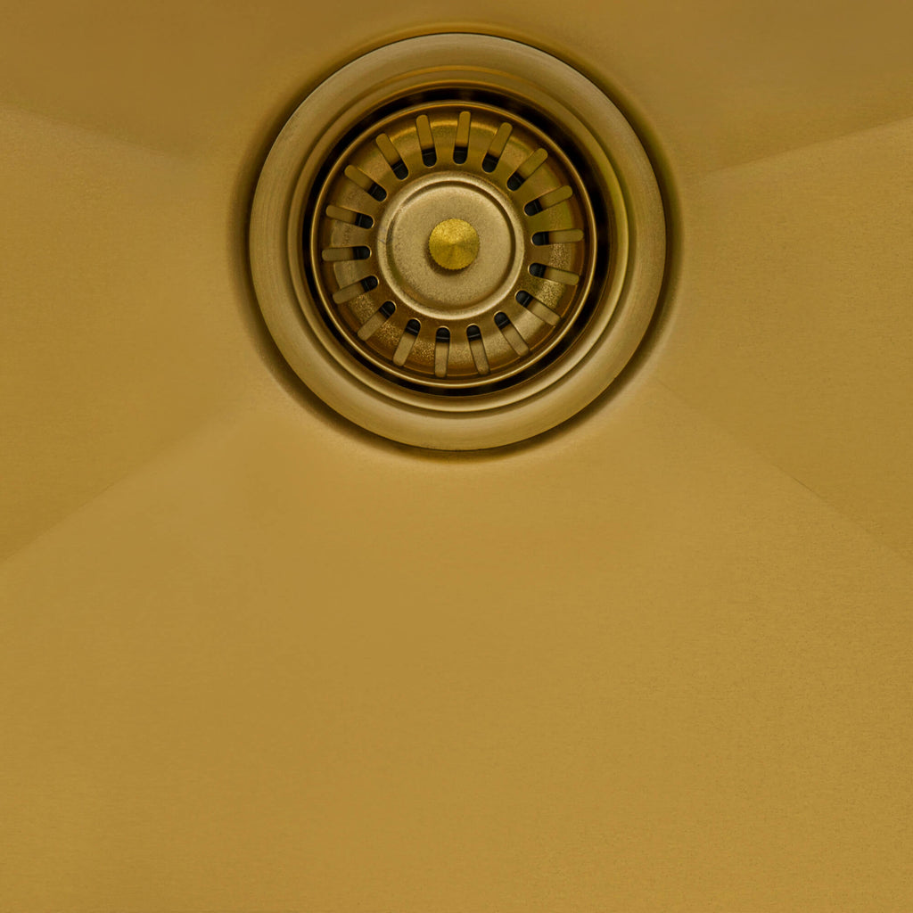 Ruvati 27 inch Matte Gold Workstation Undermount Kitchen Sink Single Bowl Model# RVH6527GG