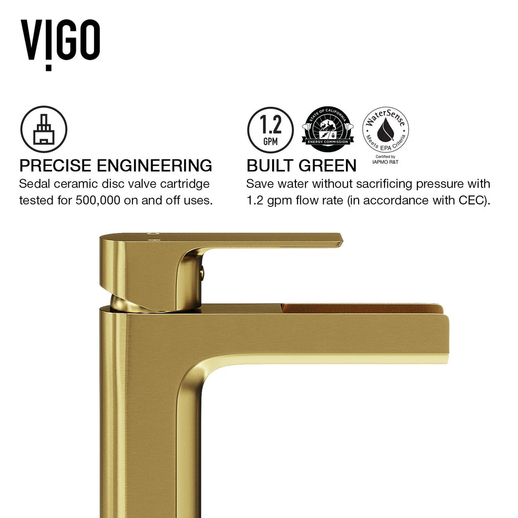 VIGO - Amada Single Hole Open Spout Bathroom Faucet In Matte Brushed Gold Finish Model# VG01042MG