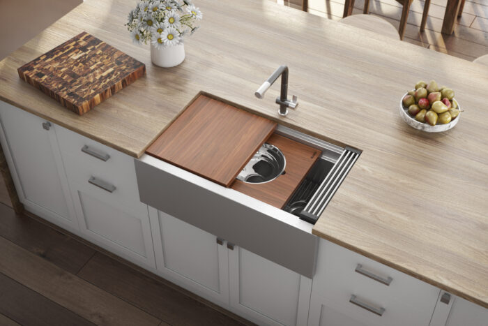 Dual Tier Model # RVH9222 Ruvati 33" Workstation Two-Tiered Ledge Kitchen Sink Apron-Front 16 Gauge