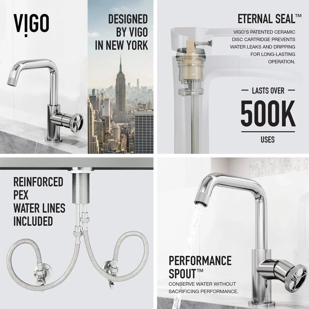 VIGO - Cass Single Hole Bathroom Faucet with Knurled Wheel Handle In Chrome Model# VG01047CH