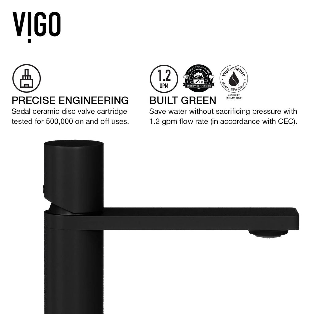 VIGO - Elan Single Hole Bathroom Faucet In Matte Black Model# VG01045MB