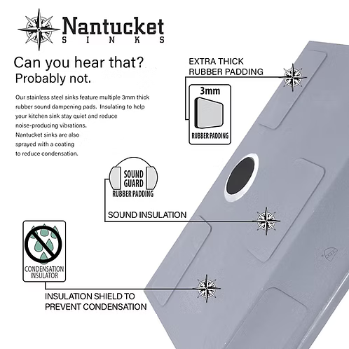 Nantucket Sinks Pro Series Rectangle Single Bowl Undermount Small Radius Corners Stainless Steel Kitchen Sink Model# SR2318-16
