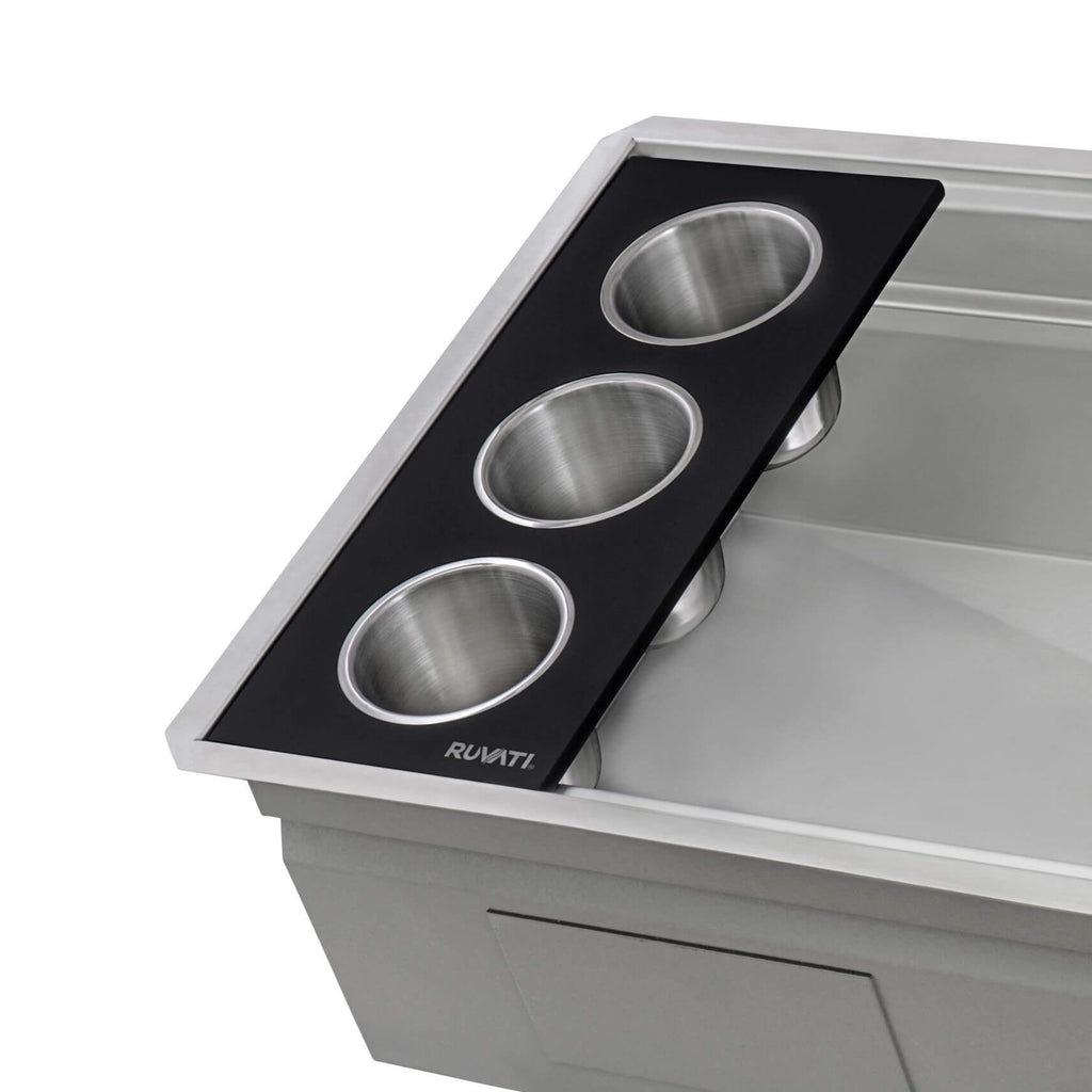 Dual-Tier Nova Model: RVH8254 Ruvati 33-inch Workstation Dual Tier Nova Double Bowl Low Divide Undermount Stainless Steel Kitchen Sink – RVH8254