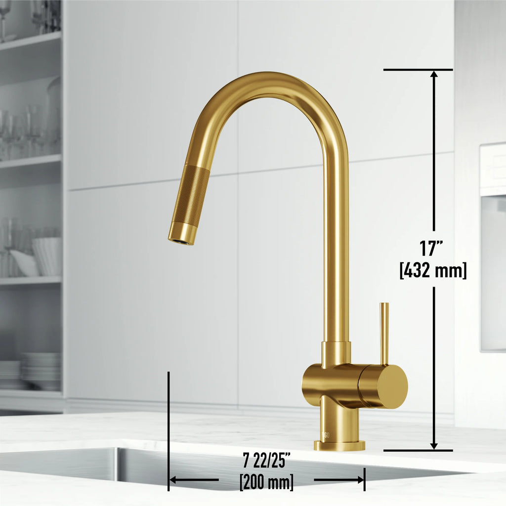 VIGO - Gramercy 17" Single Handle Smart Pull-Down Kitchen Touchless Faucet In Matte Brushed Gold Model# VG02008MGS