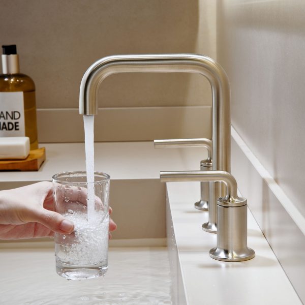 Oakland Wide Spread Bathroom Sink Faucet with Pop Up Drain in Brushed Nickel – Model #KSB8236BN