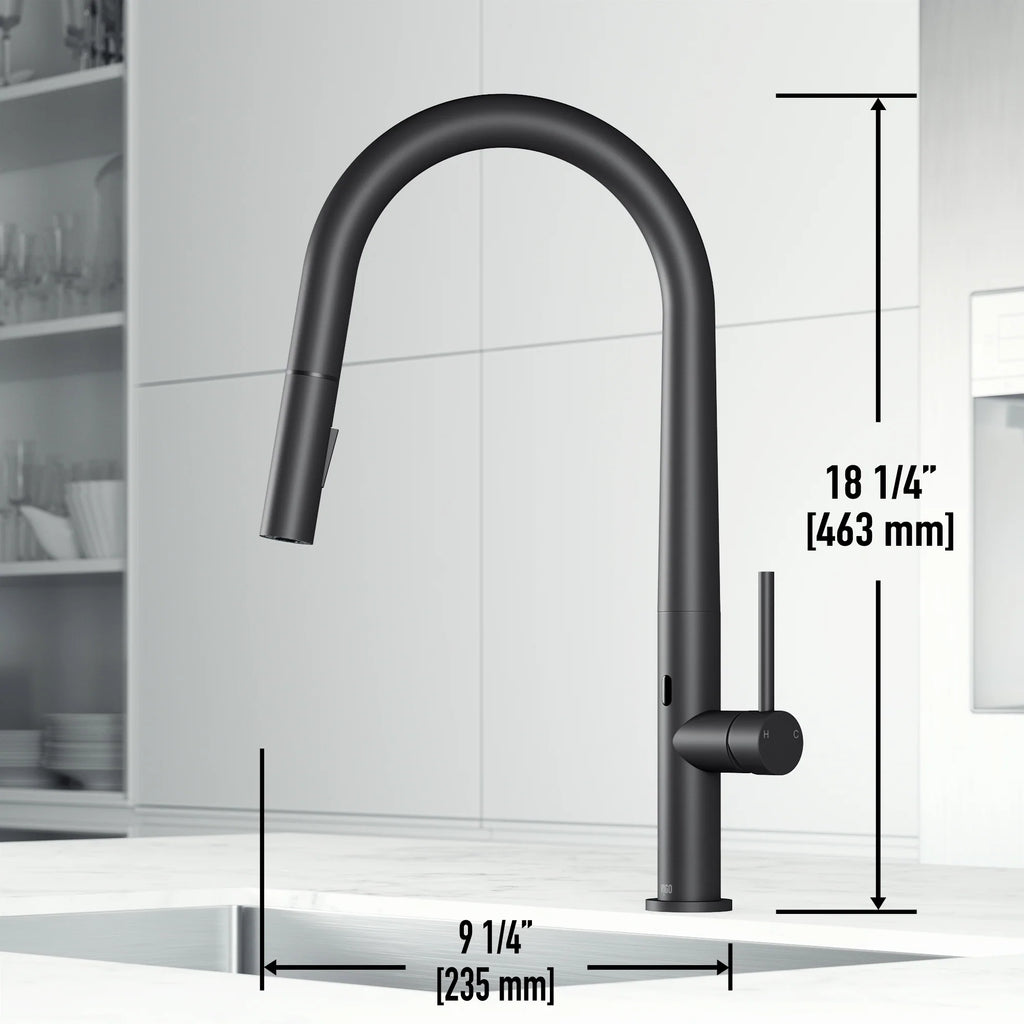 VIGO - Greenwich 18 in. Single Handle Smart Pull-Down Touchless Sensor Kitchen Faucet In Matte Black Finish Model# VG02029MBS
