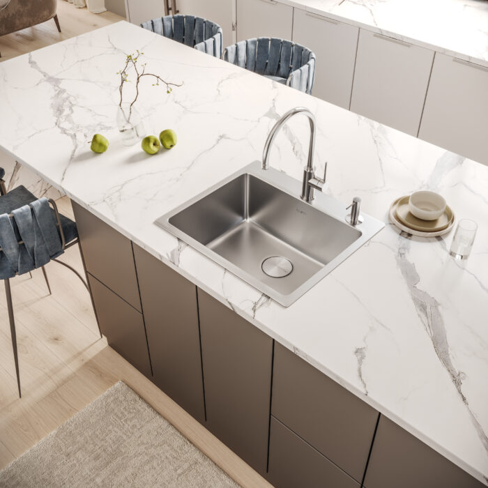 Modena Model: RVM5923 Ruvati 23 x 20 inch Drop-in Topmount Kitchen Sink 16 Gauge Stainless Steel Single Bowl – RVM5923