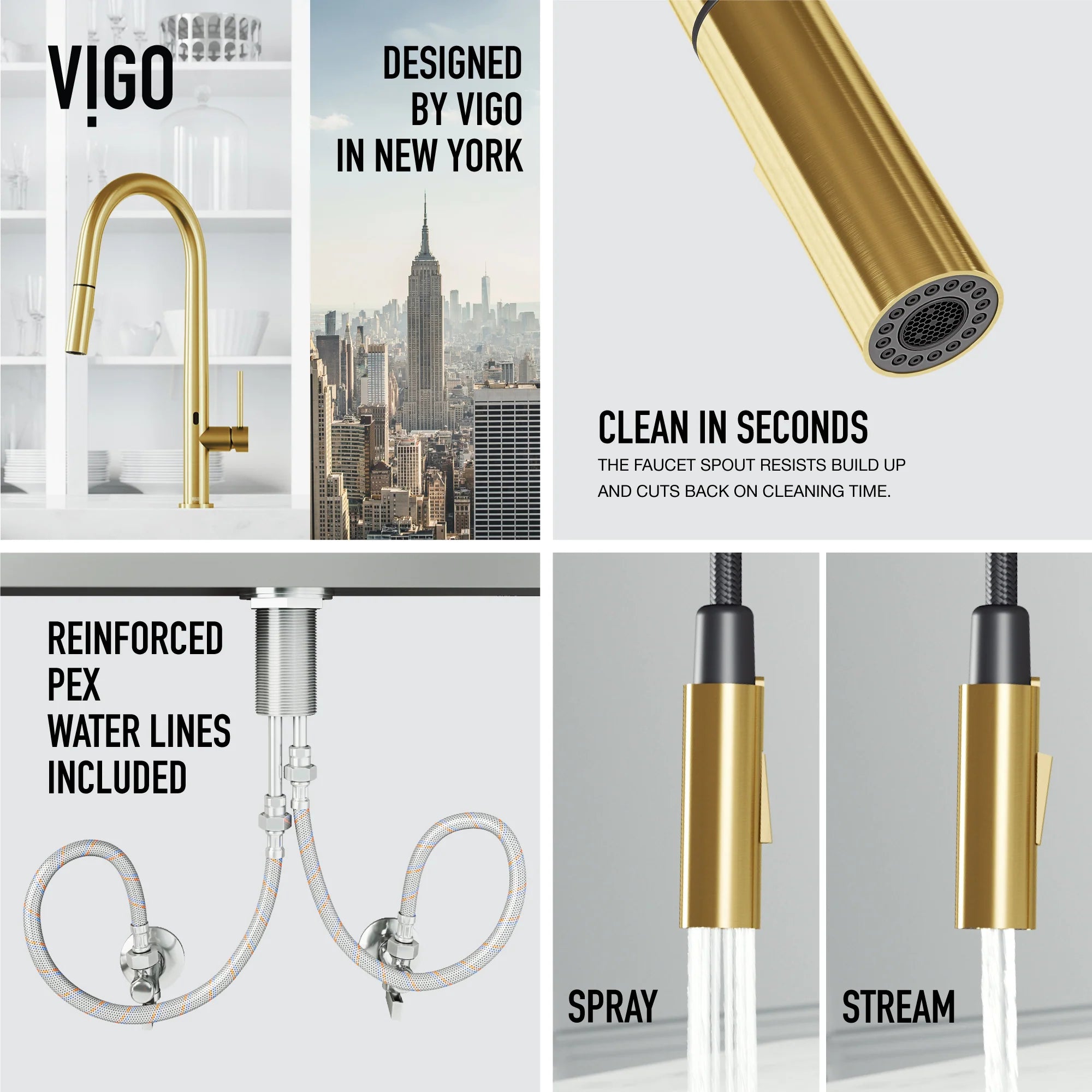 VIGO - Greenwich 18 in. Single Handle Smart Pull-Down Touchless Sensor Kitchen Faucet In Matte Brushed Gold Finish Model# VG02029MGS
