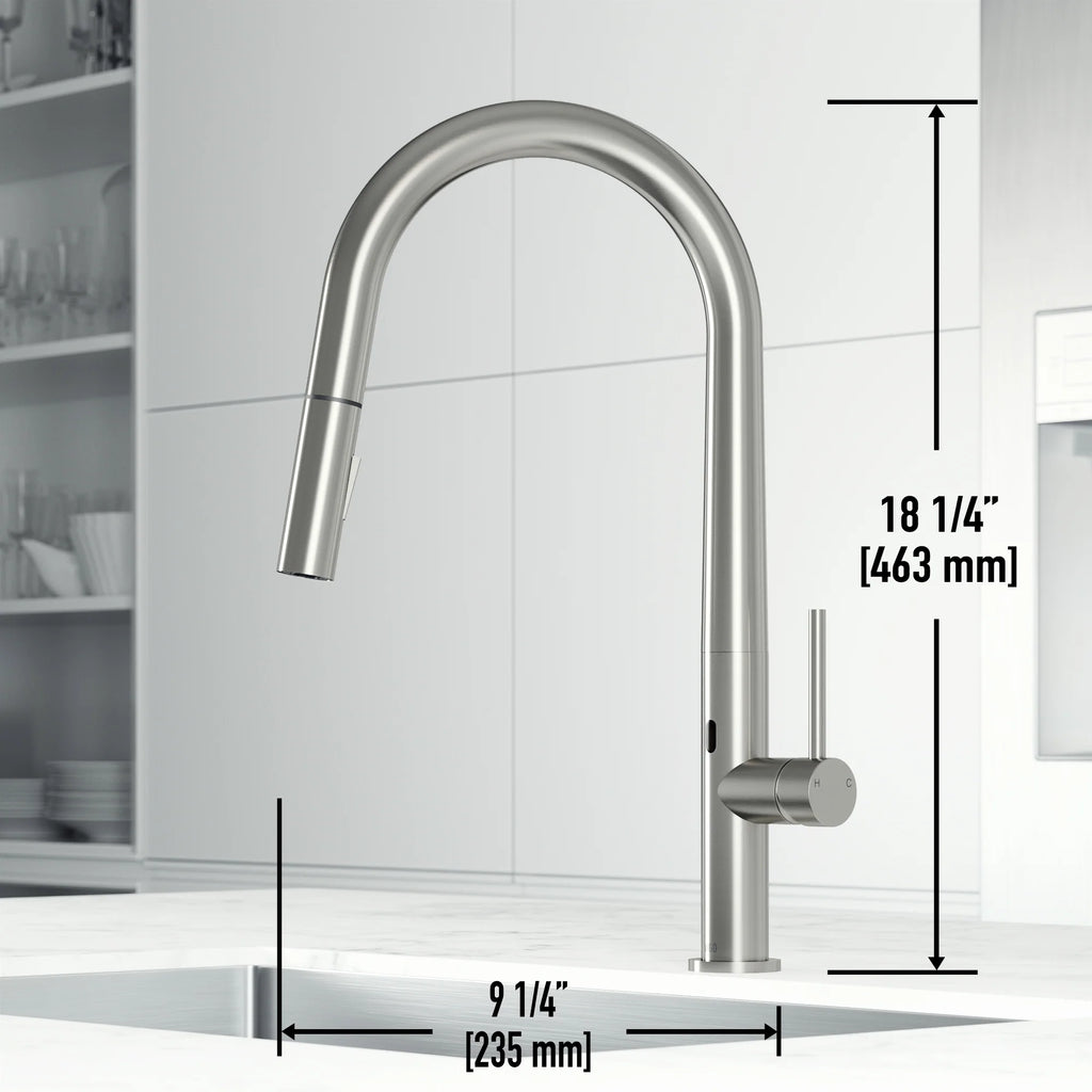 VIGO - Greenwich 18 in. Single Handle Smart Pull-Down Touchless Sensor Kitchen Faucet In Stainless Steel Finish Model# VG02029STS