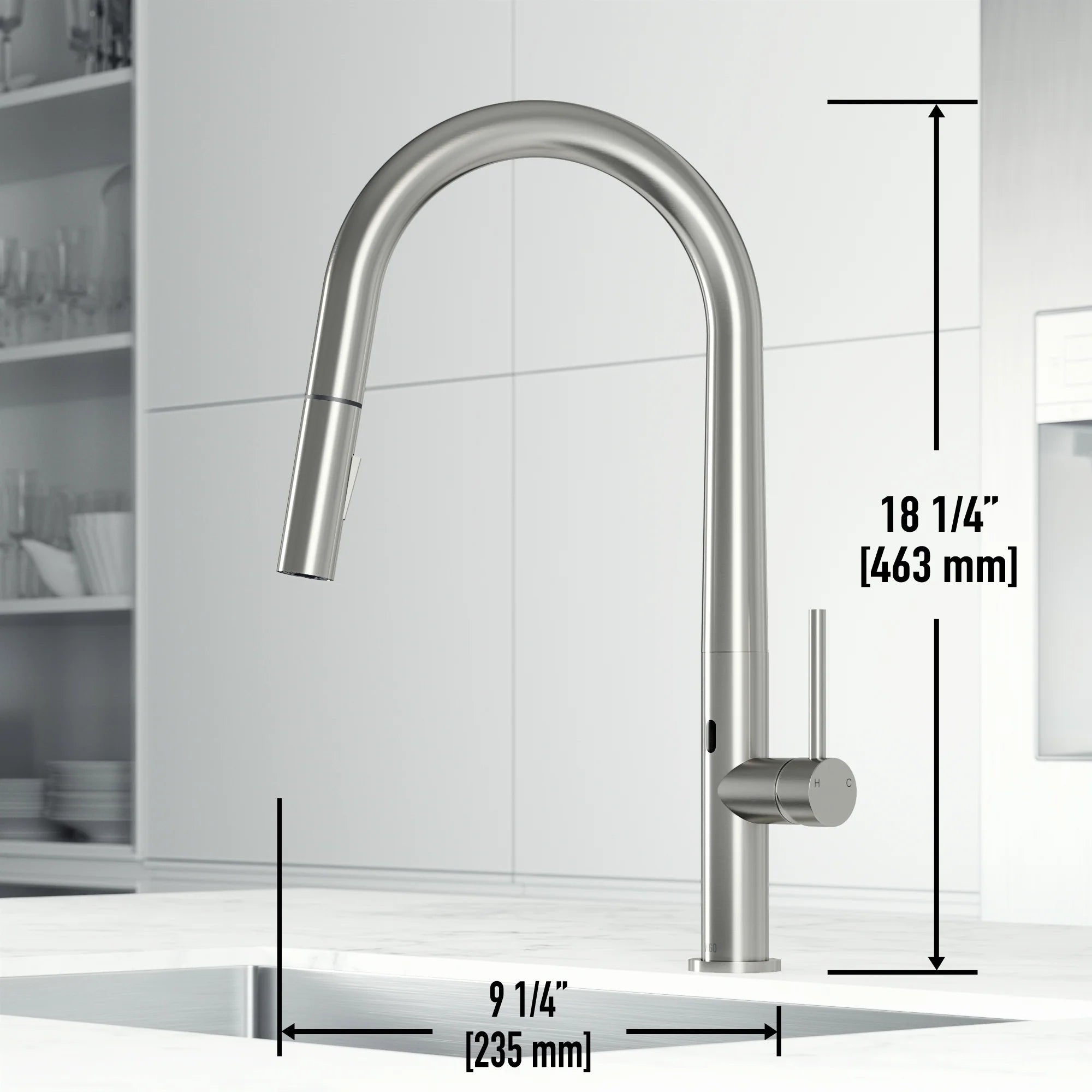 VIGO - Greenwich 18 in. Single Handle Smart Pull-Down Touchless Sensor Kitchen Faucet In Stainless Steel Finish Model# VG02029STS