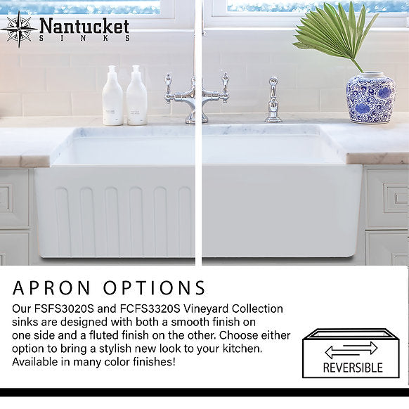 Nantucket Sinks - 23" Farmhouse Fireclay Sink With A Glazed Finish In Matte Black Model# FCFS2418S- MatteBlack