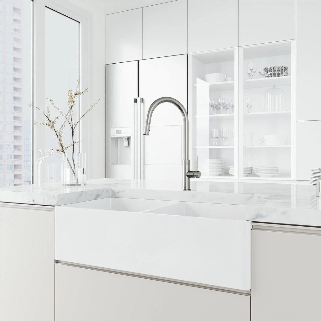 VIGO - Bristol Pull-Down Single Lever Kitchen Faucet In Stainless Steel Model# VG02033ST
