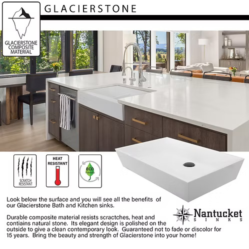 Nantucket Sinks Retrofit Glacier Stone Single Bowl Apron Front Kitchen Sink Model# NS-GSEZA32S