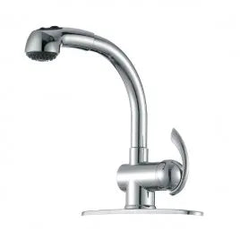 Single Handle 1 Hole Kitchen Faucet with Pull Out Spray In Chrome Model# KSK1110C