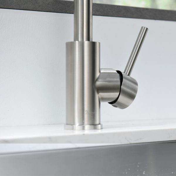 Single Handle 1 Hole High-Arc Kitchen Faucet in Brushed Nickel– Model# KSK1111BN