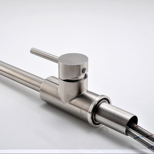 Single Handle 1 Hole High-Arc Kitchen Faucet in Brushed Nickel– Model# KSK1111BN