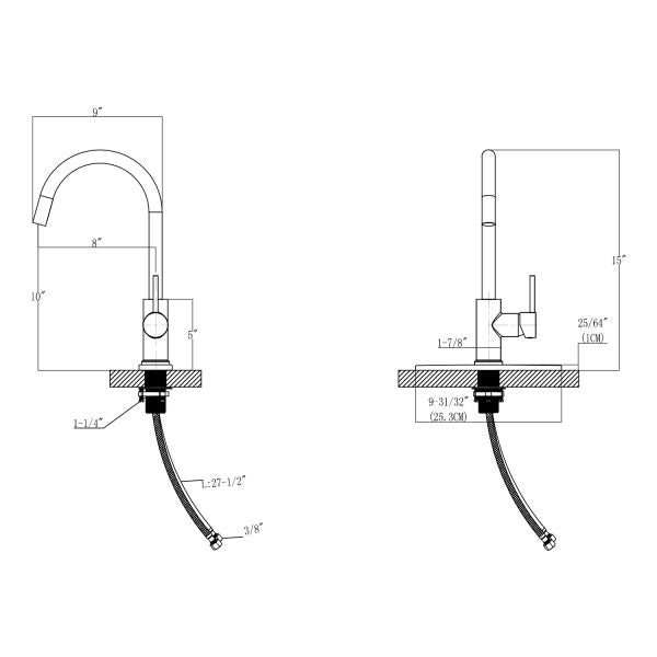 Single Handle 1 Hole High-Arc Kitchen Faucet in Chrome– Model# KSK1111C