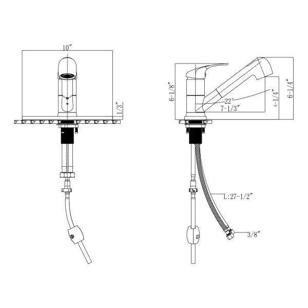 1 Hole Single Handle Pull-Out Kitchen Faucet in Brushed Nickel -Model# KSK1113BN