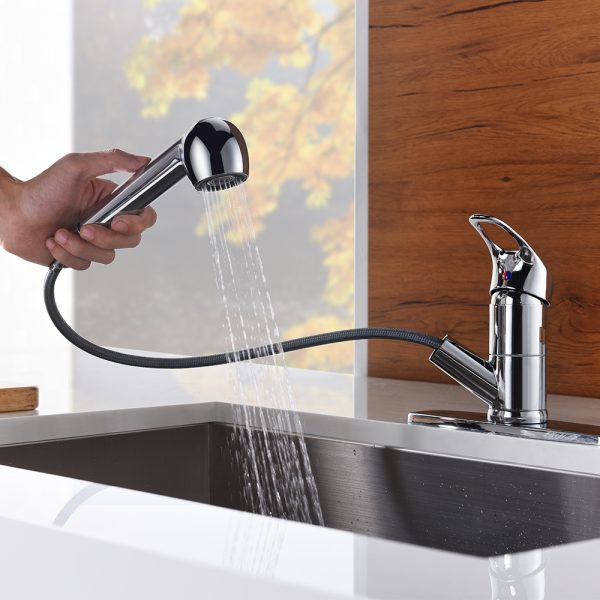 1 Hole Single Handle Pull-Out Kitchen Faucet in Chrome -Model# KSK1113C